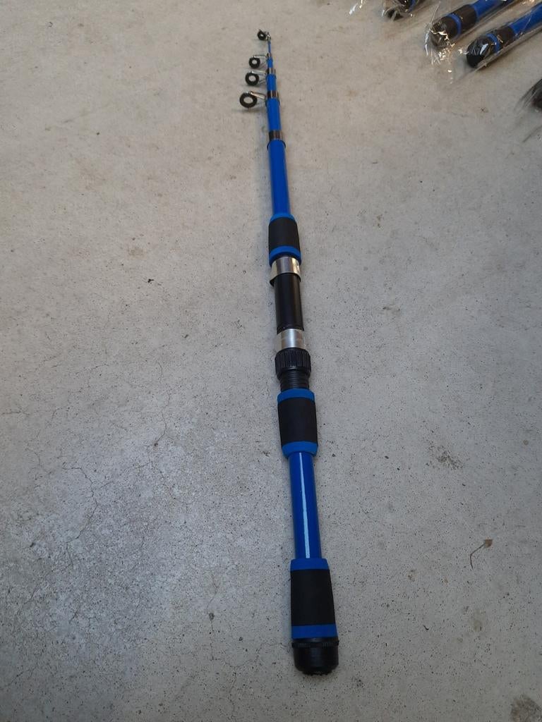 Partij van 10 blauwe telescoop werphengels 1 80m 25gr, Molen, Nieuw, Ophalen of Verzenden, Kamasaki