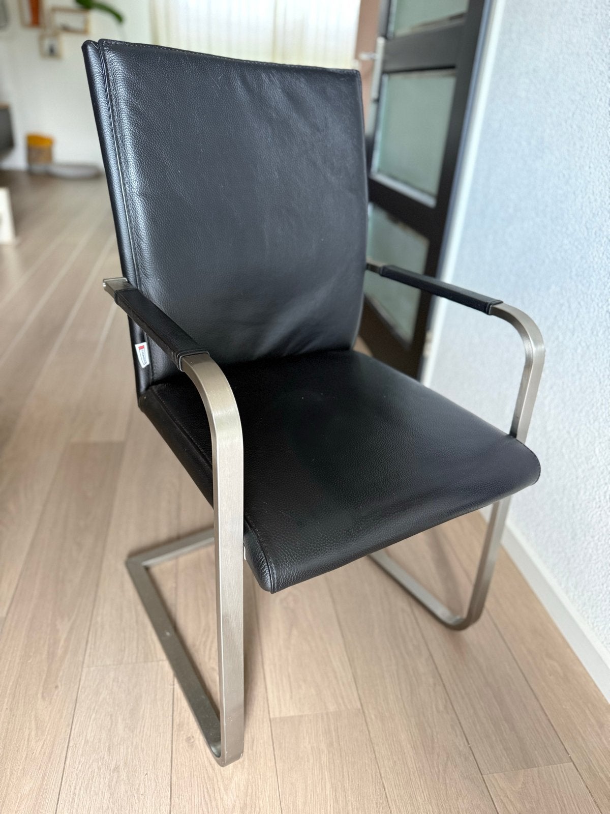6 leren eetkamerstoelen, Huis en Inrichting, Stoelen, Gebruikt, Vijf, Zes of meer stoelen, Leer, Zwart, Ophalen