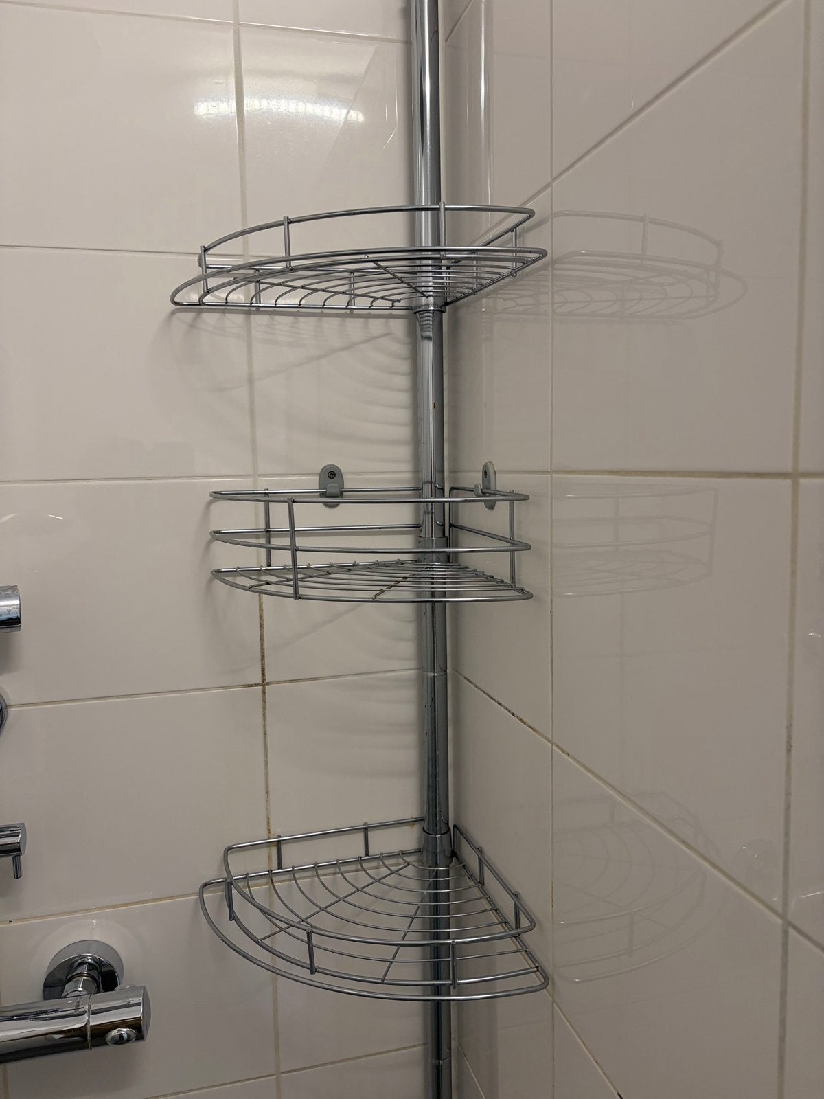 Douche-rek hoekmodel met 3 etages, Ophalen of Verzenden, Gebruikt, Zilver, Douche-accessoire