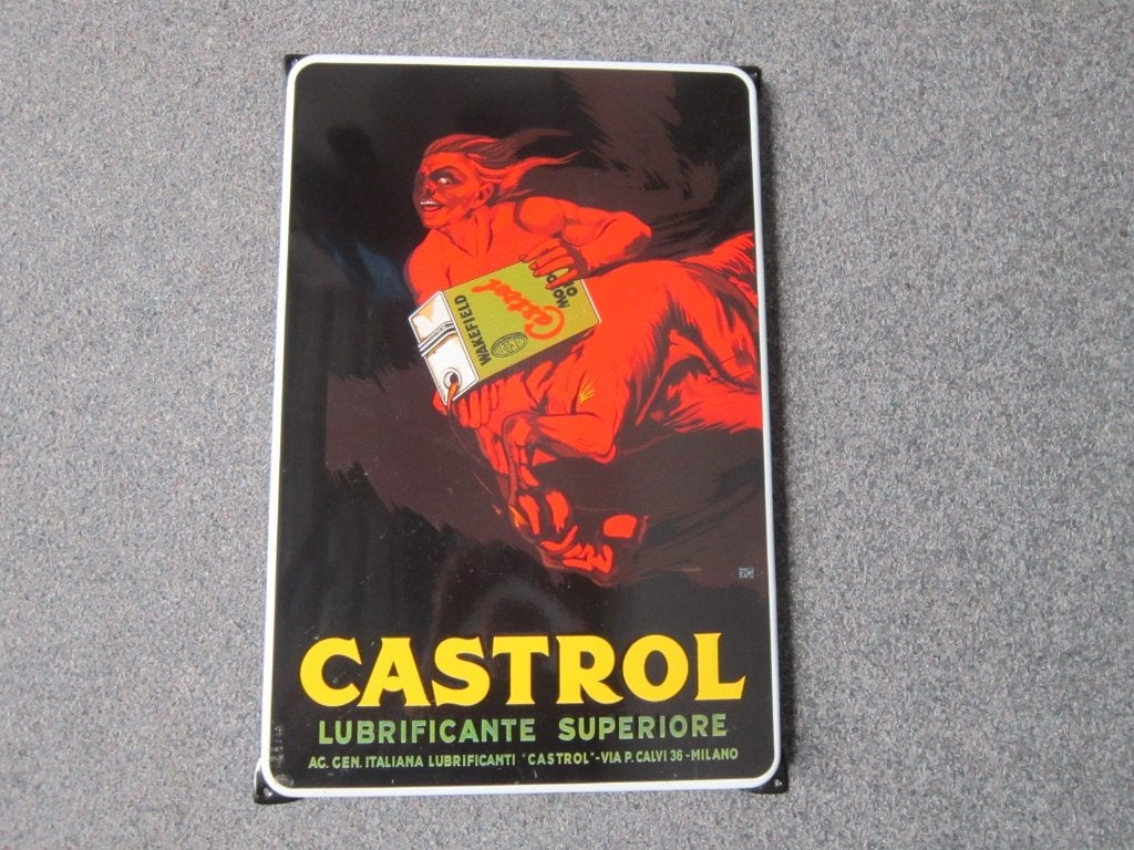 CASTROL EMAILLE RECLAMEBORD, Ophalen, Zo goed als nieuw, Reclamebord