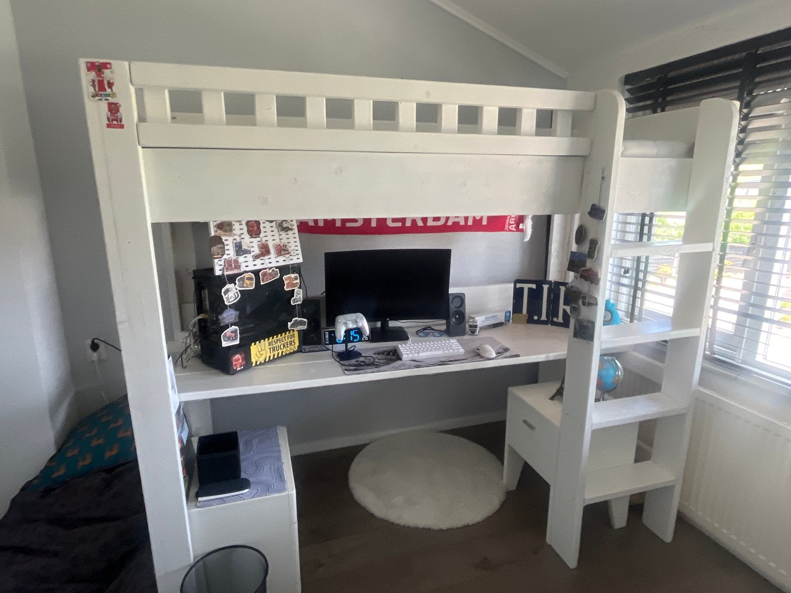 Hoogslaper met bureau, Ophalen, Gebruikt, Eenpersoons, 200 cm