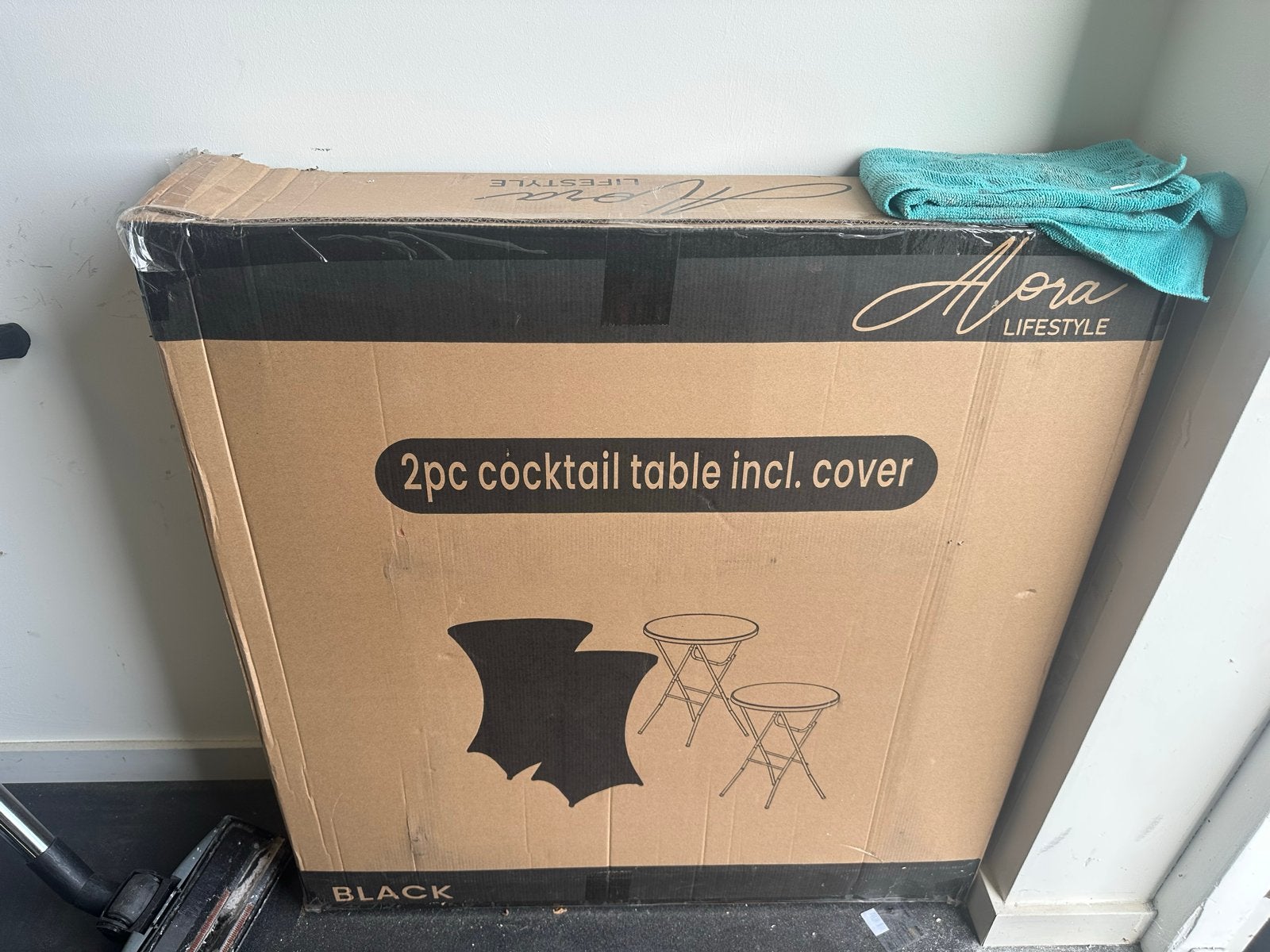 2-delige cocktailtafel set met hoes - Zwart, Ophalen, Nieuw