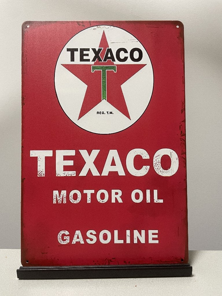 Texaco Motor Oil metalen reclamebord (Old Look), Verzamelen, Www.pand50.nl, Reclamebord, Nieuw, Ophalen of Verzenden