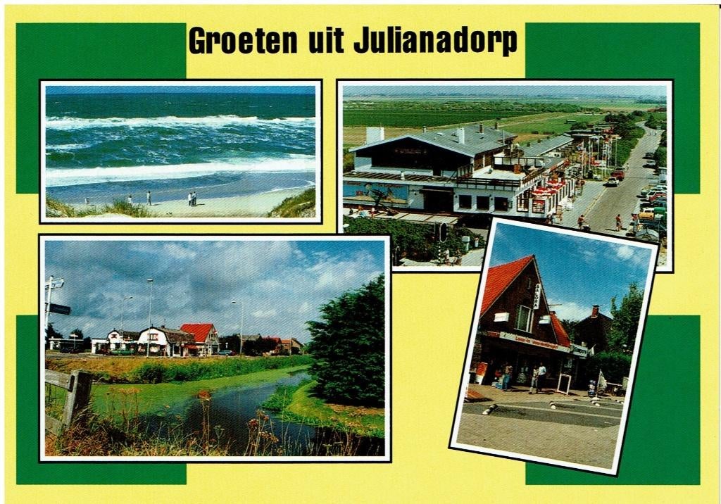 Ansichtkaart Julianadorp, 4-luik, (strand)paviljoen, dorp, Ophalen of Verzenden, 1980 tot heden, Ongelopen, Noord-Holland