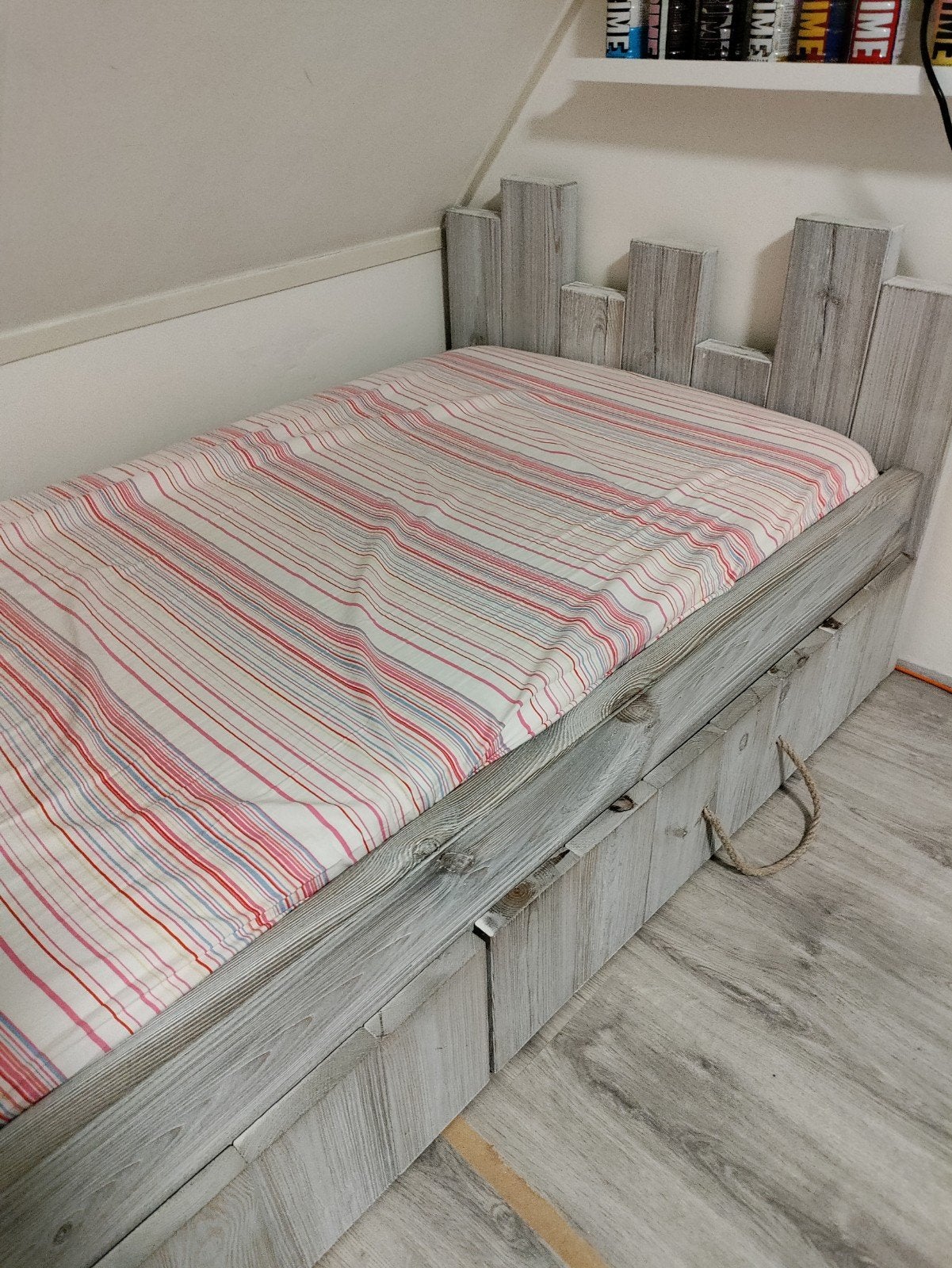 Rockwood kasteelbed Robin grijs 90x200, Ophalen, 90 cm, Eenpersoons, Zo goed als nieuw