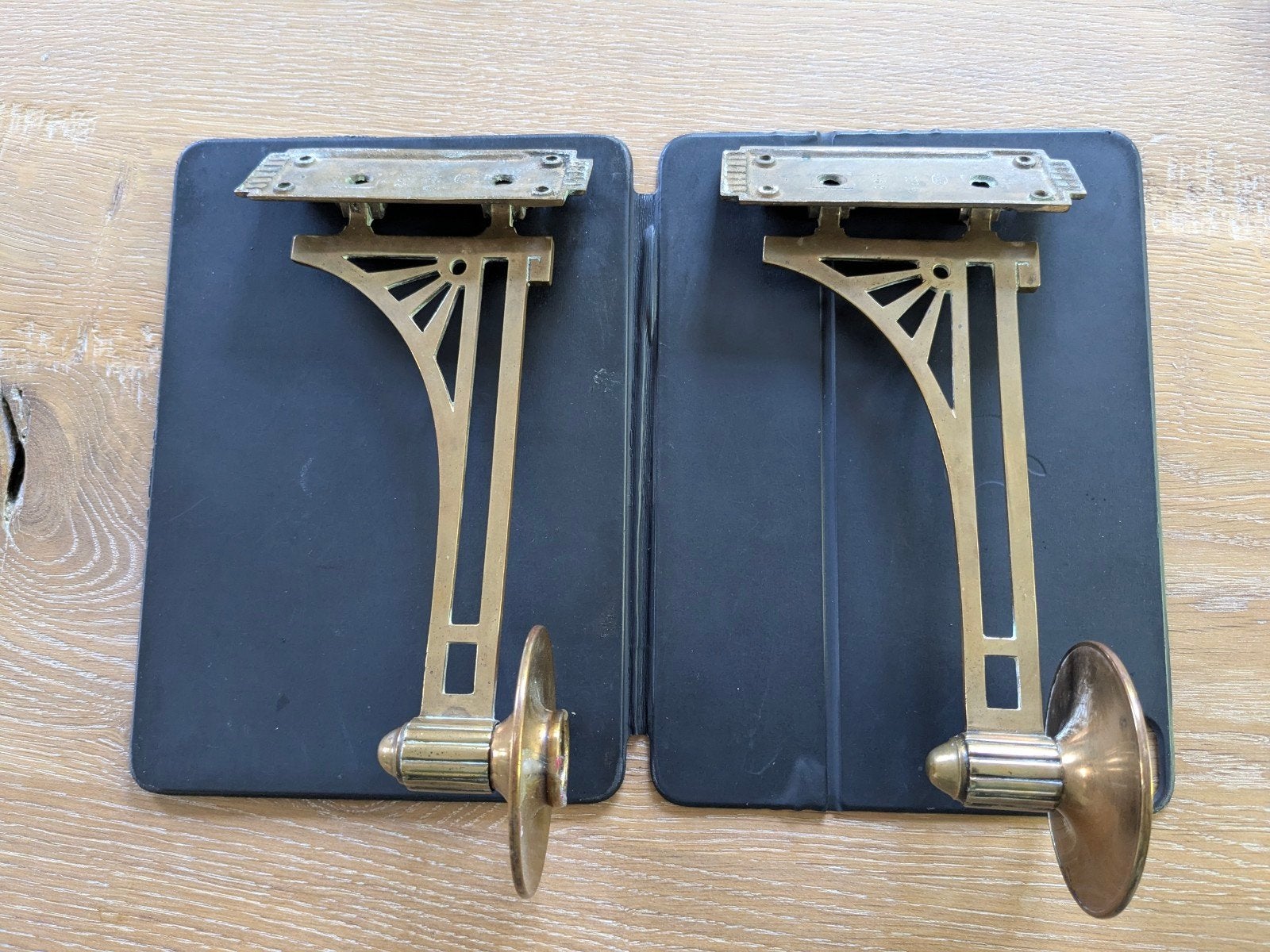 Antieke messing wandkandelaars, set van 2, Ophalen, Koper of Brons
