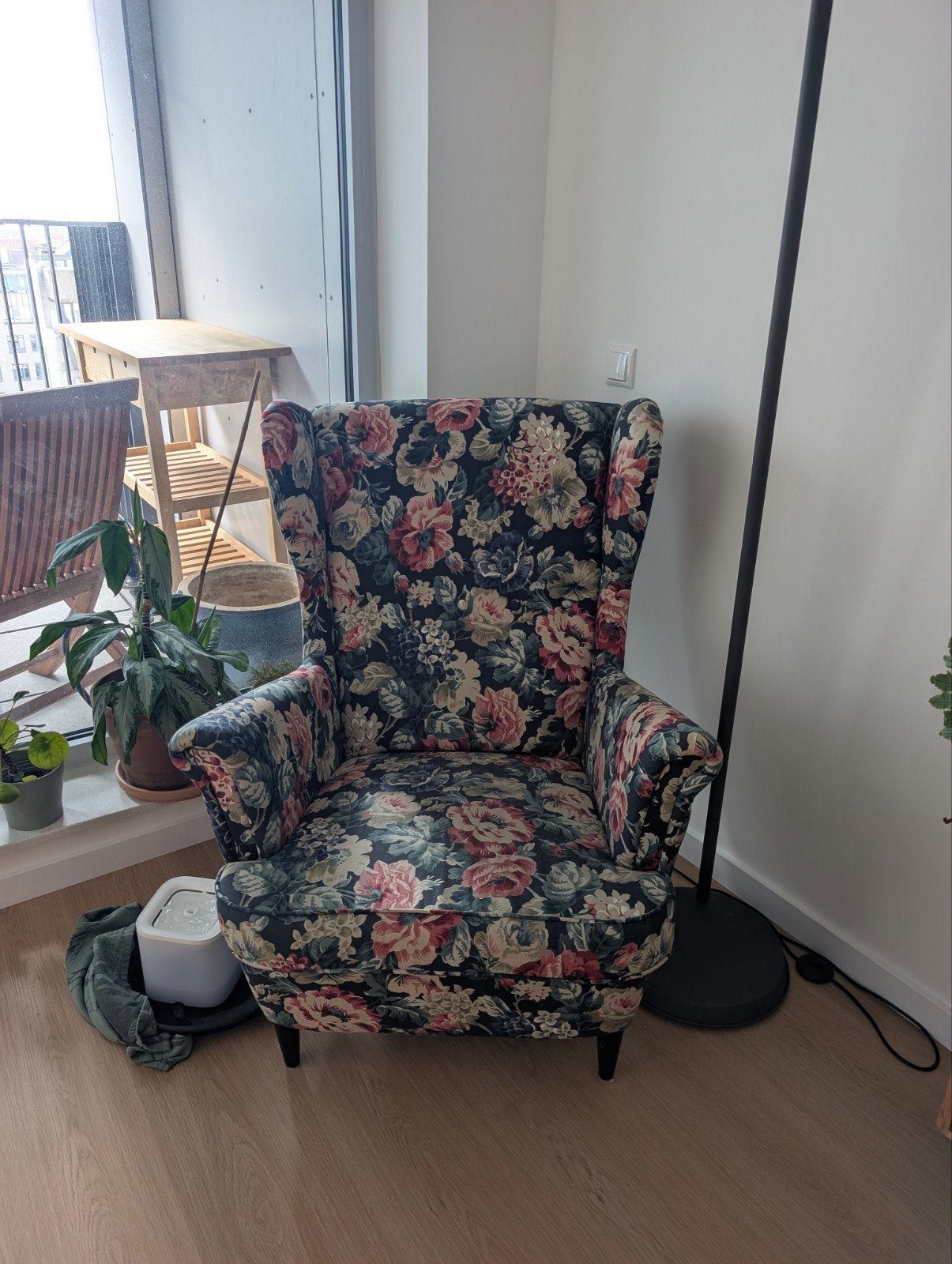 Strandmon Oorfauteuil - Bloemenprint, Ophalen, Gebruikt, Klassiek, Bloemenprint, Comfort, 75 tot 100 cm