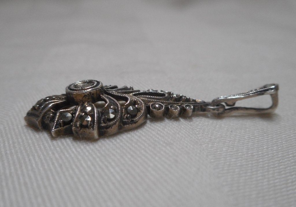 Zilveren antieke hanger met markasiet nr.487, Verzenden, Zilver, Hanger