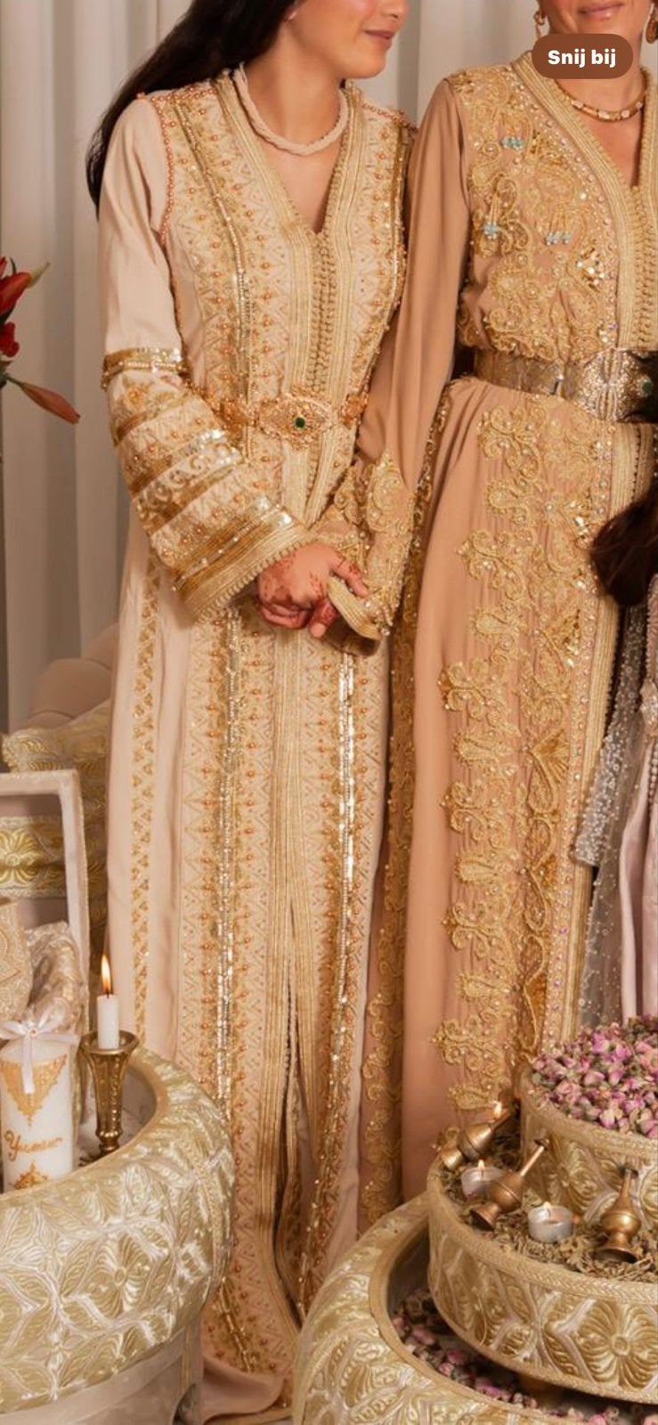 Prachtige Marokkaanse Kaftan met Gouden Borduurwerk, Maat 38/40 (M), Ophalen of Verzenden, Zo goed als nieuw, Goud