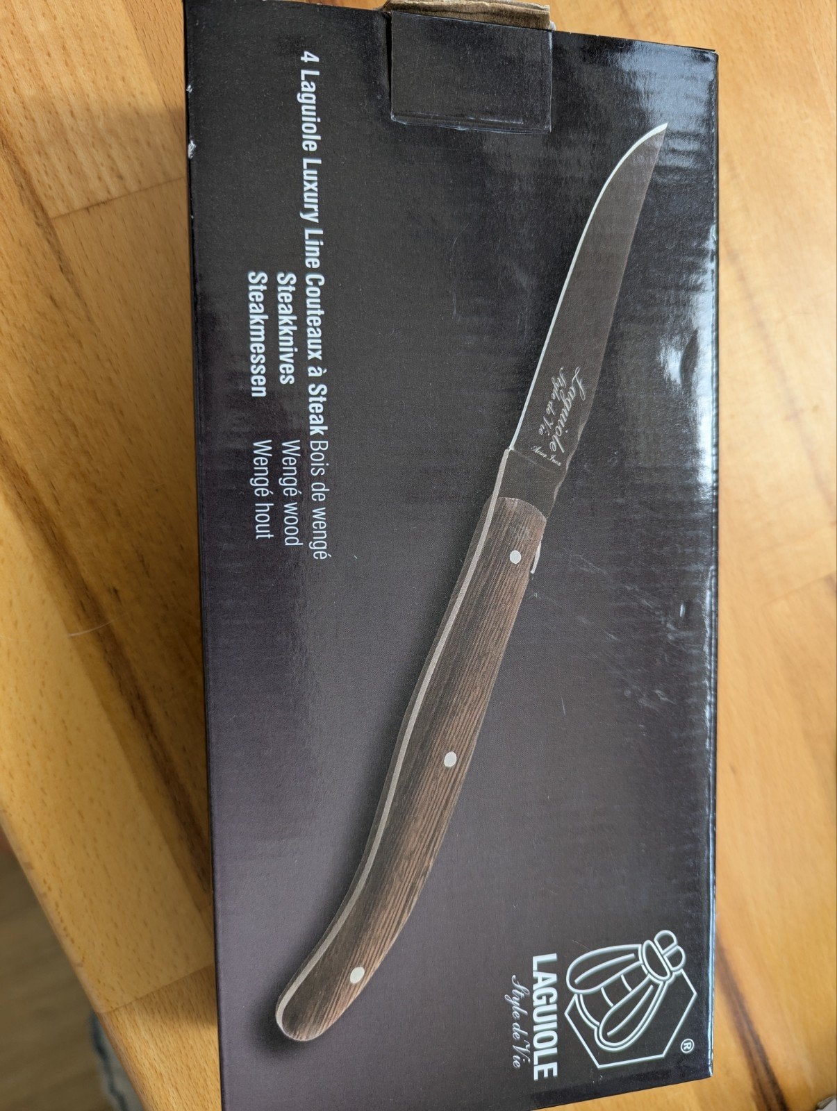 Laguiole Steakmessen Set - 4 Stuks in Luxe Houten Kist, Los bestek, Ophalen of Verzenden, Rvs of Chroom, Eetmes