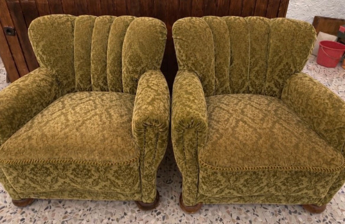 Fauteuil groen vintage mohair velours,  retro sixties, Antiek en Kunst, Antiek | Meubels | Stoelen en Banken, Ophalen