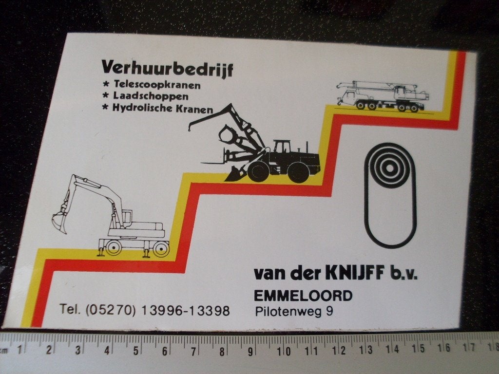 sticker van der Knijff emmeloord logo verhuurbedrijf, Verzenden, Zo goed als nieuw, Bedrijf of Vereniging