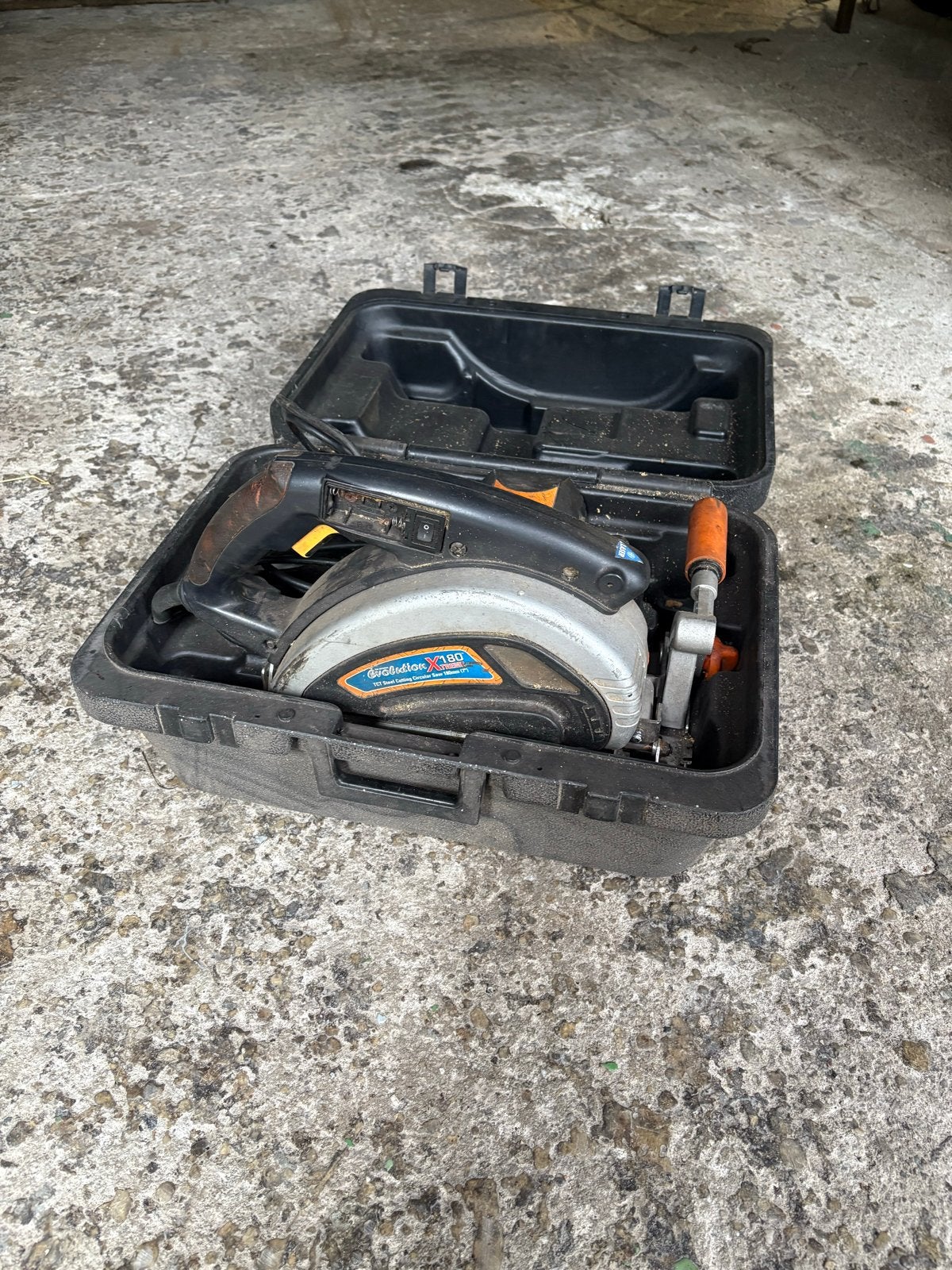 Evolution R180 Invalzaag met koffer - Gebruikt, Gebruikt, Invalzaag, 600 tot 1200 watt, Ophalen of Verzenden