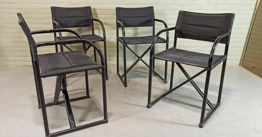 4 vintage ILLO director's stoelen, Niels Gammelgaard, Huis en Inrichting, Stoelen, Ophalen, Tweedehands, Tweedehands, Gebruikt