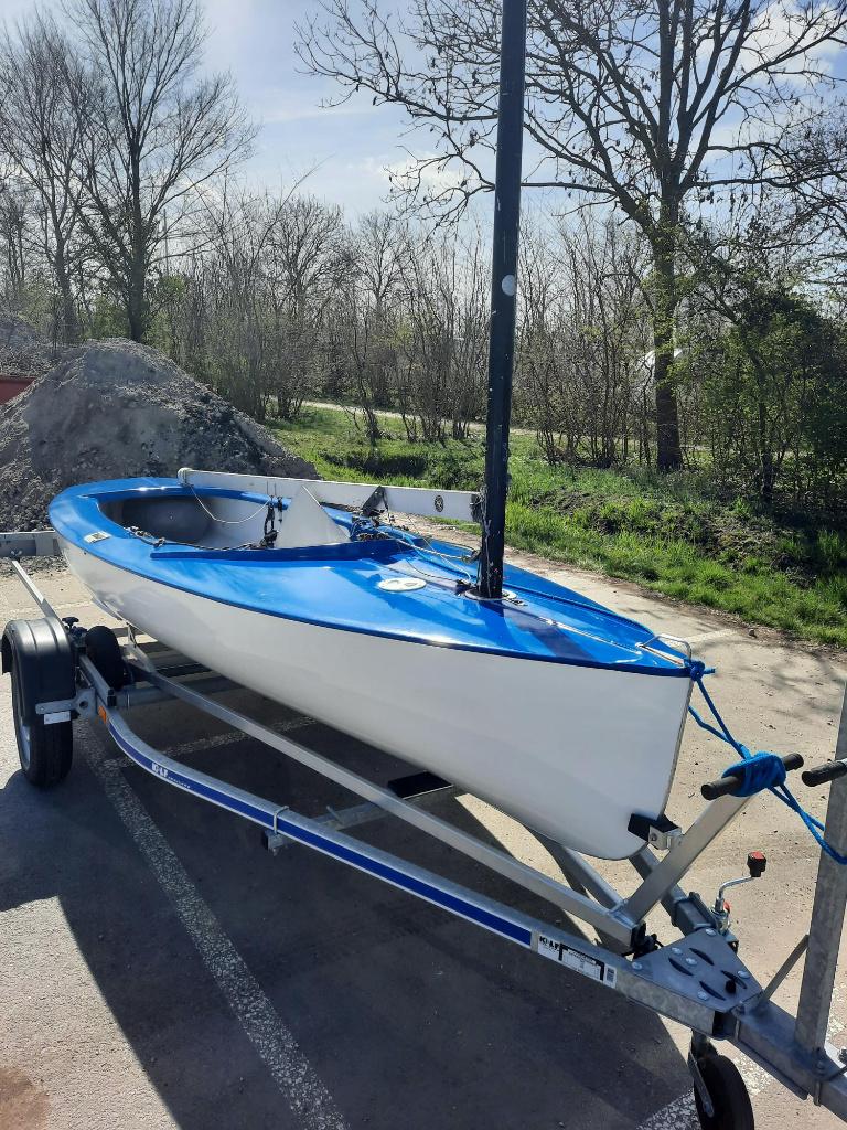 Finn jol met nieuwe wegtrailer en strandtrailer, Watersport en Boten, Open zeilboten, Ophalen, Geen motor, Gebruikt, Overige typen