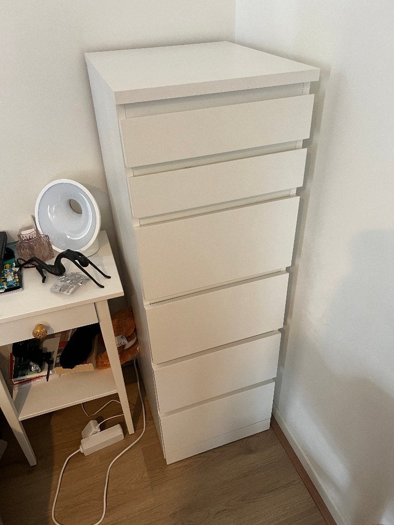Ikea Malm ladekast 6 lades wit, Ophalen, Minder dan 50 cm, 5 laden of meer, 100 tot 150 cm