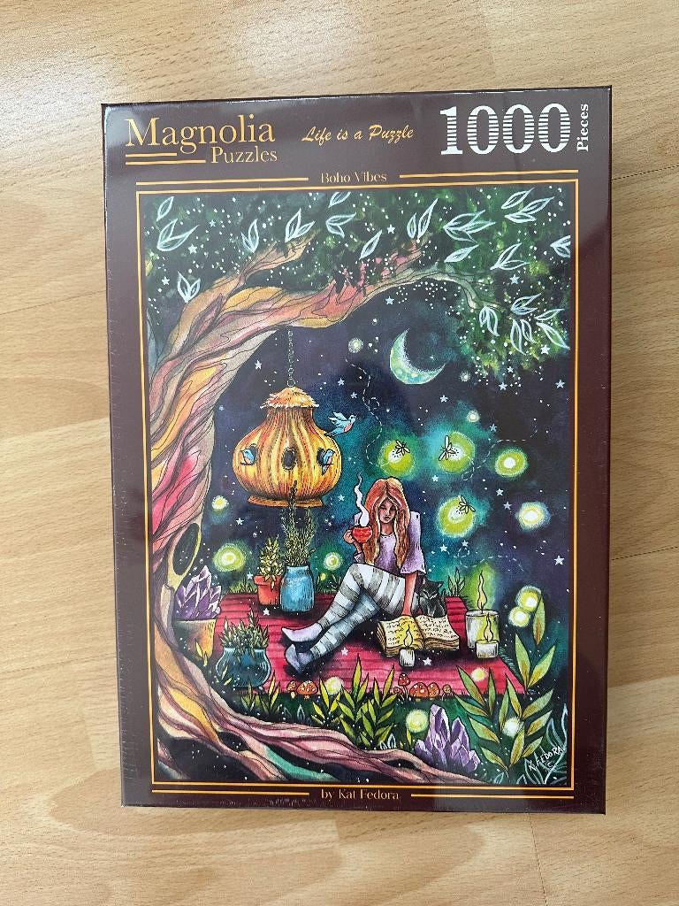 MAGNOLIA puzzel Nieuw 1000 stukjes Kat Fedora, Hobby en Vrije tijd, Ophalen of Verzenden, 500 t/m 1500 stukjes, Nieuw, Legpuzzel