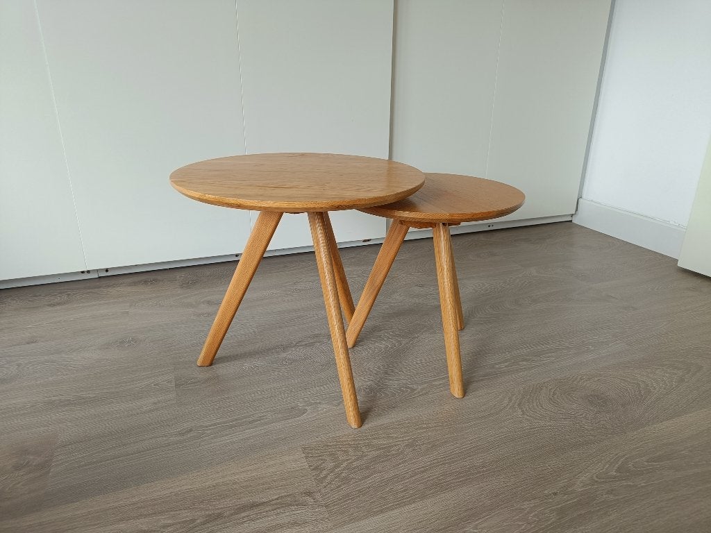 Bijzettafels / salontafels, Huis en Inrichting, Tafels | Bijzettafels, Minder dan 55 cm, Gebruikt, Rond, Hout