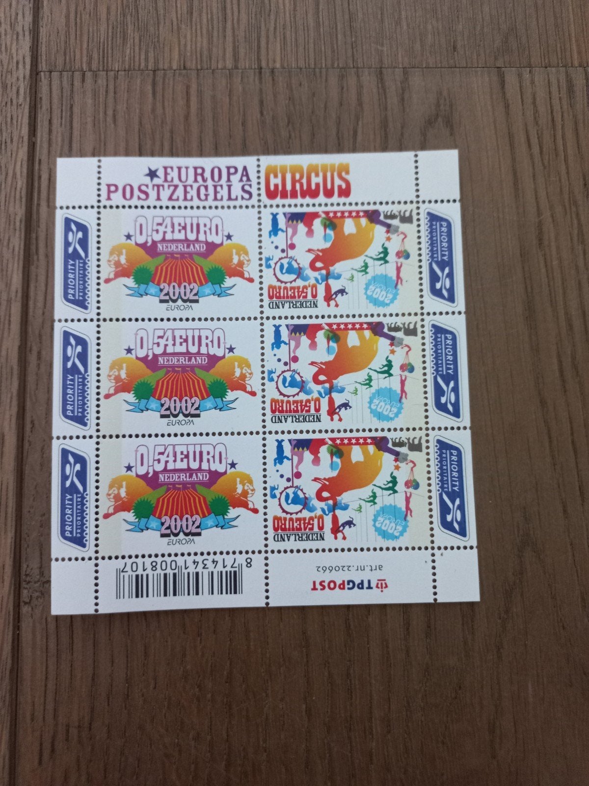 Nederlandse postzegels 2002 Europa Circus 0,54 euro, Ophalen of Verzenden