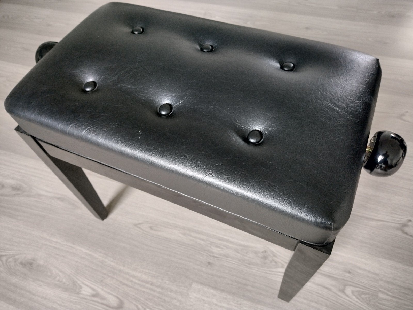 Zwart kunstleren verstelbare piano bankje., Ophalen, Gebruikt