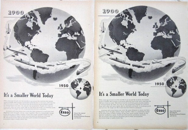 6 vintage advertenties reclames Esso petroleum 1950, Ophalen of Verzenden, Gebruikt, Overige typen