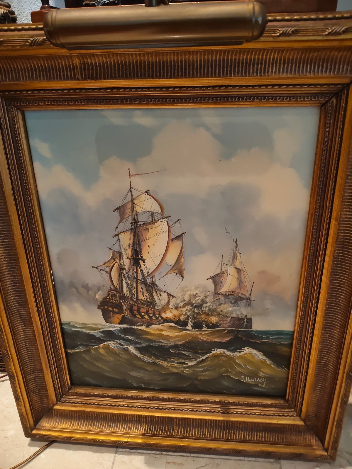 Schilderij met schepen, Ophalen