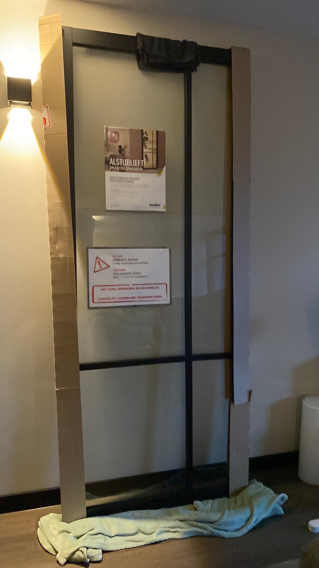 Zwarte binnendeur met glaspanelen, 80 tot 100 cm, Binnendeur, Ophalen of Verzenden, 200 tot 215 cm