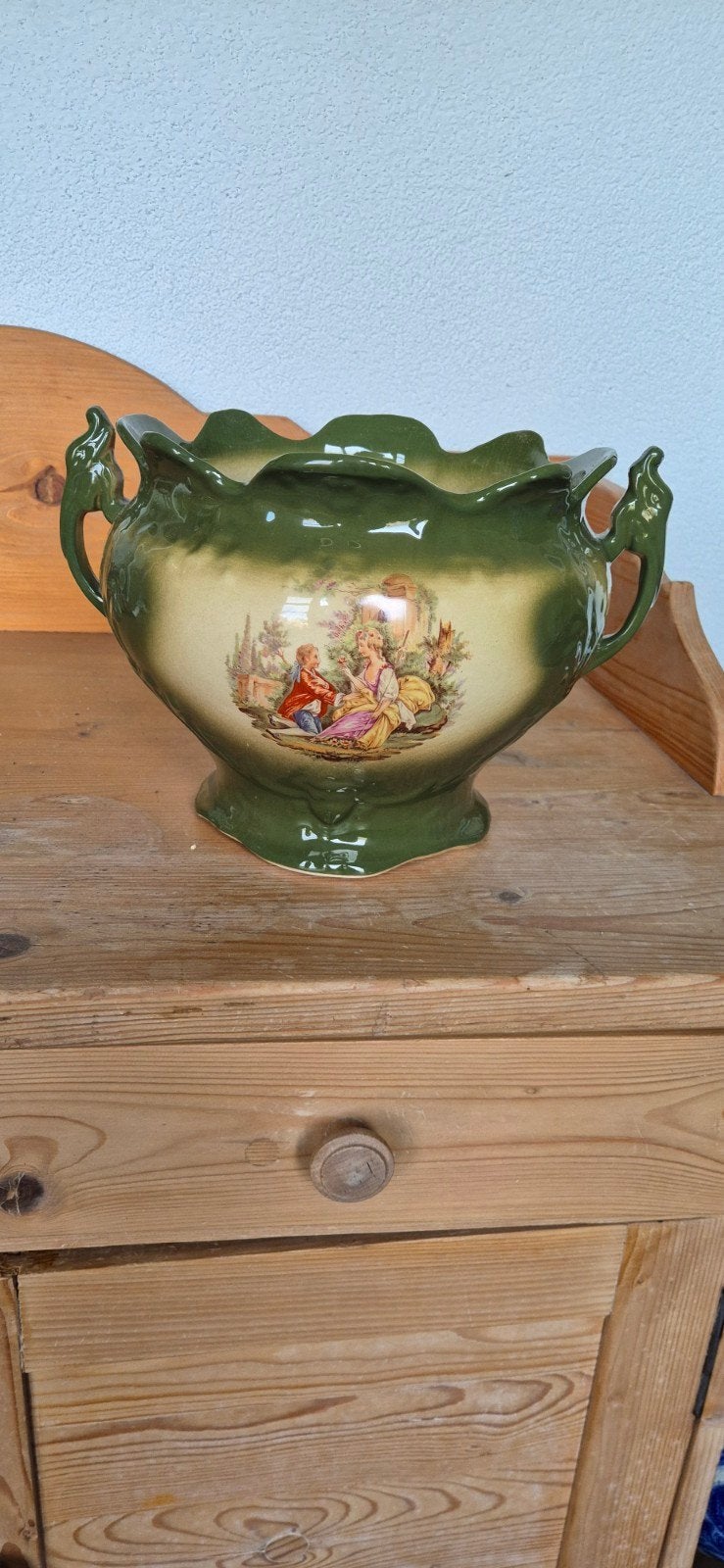 Antieke Empress Ironstone bloempot met klassieke decoratie, Antiek en Kunst, Ophalen of Verzenden