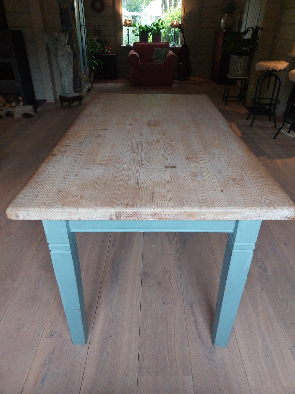Grenenhouten tafel, ideaal als bureau of eettafel, Ophalen, Gebruikt, 50 tot 100 cm, 150 tot 200 cm