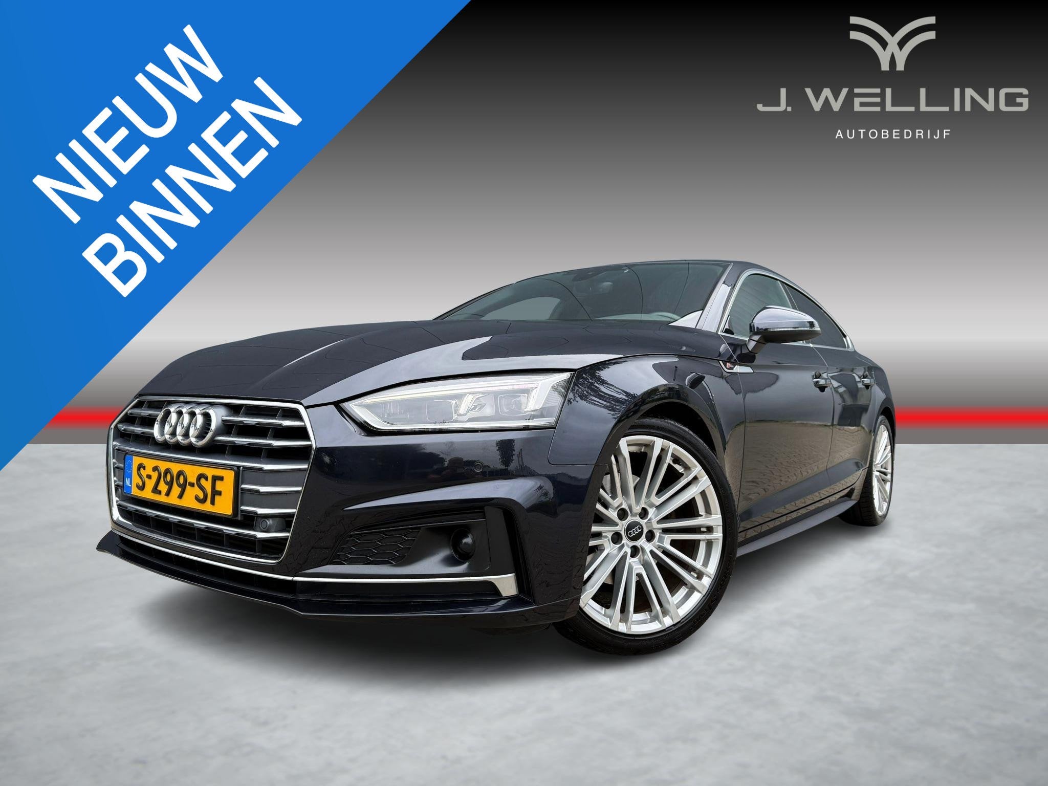 Audi A5 Sportback 2.0 TFSI MHEV Sport Pro Line virtual / cam, Stof, Gebruikt, 1984 cc, Blauw