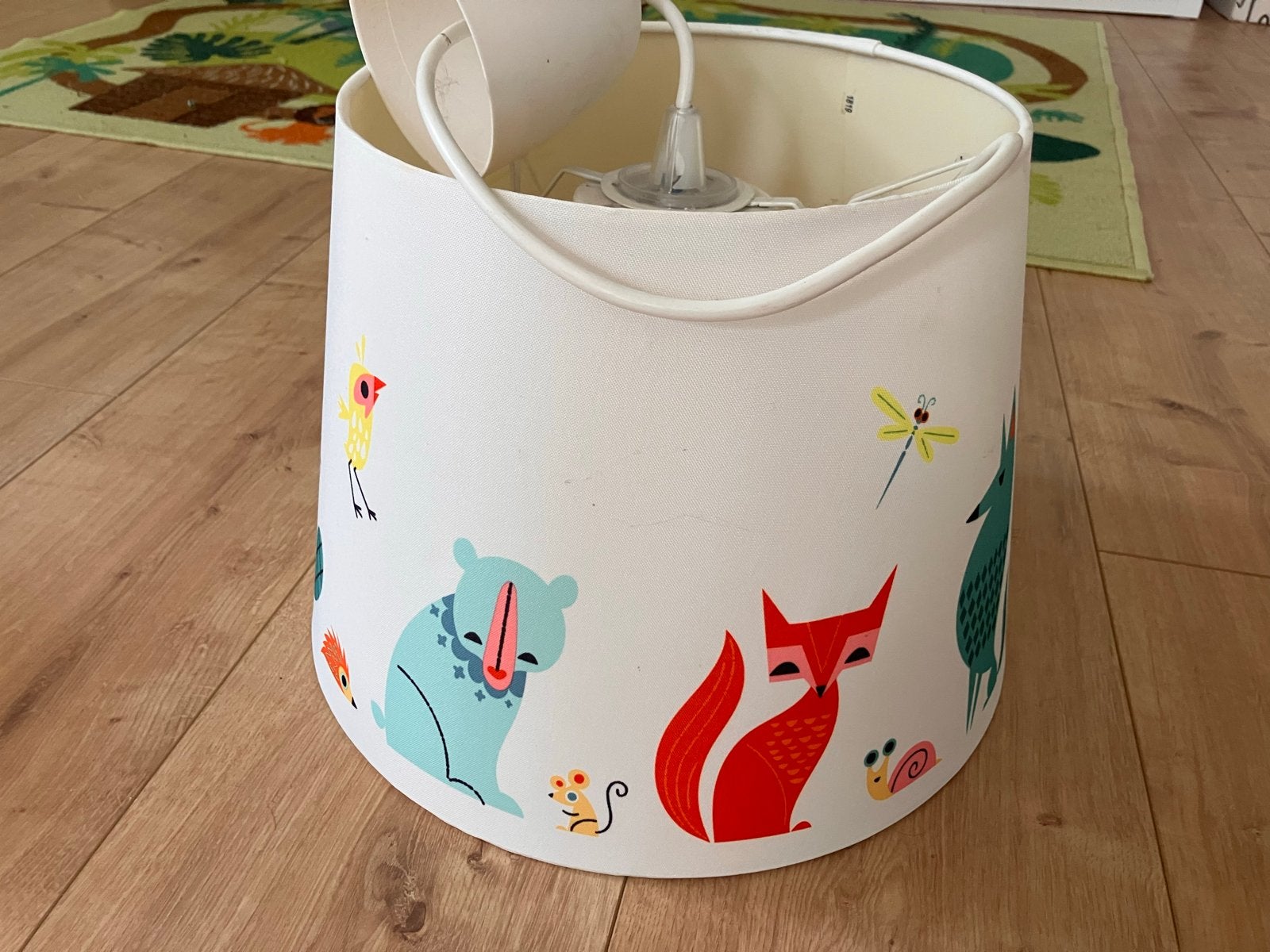 Leuke kinderlampenkap met dierenprint, Ophalen, Gebruikt, 25 tot 50 cm, Wit
