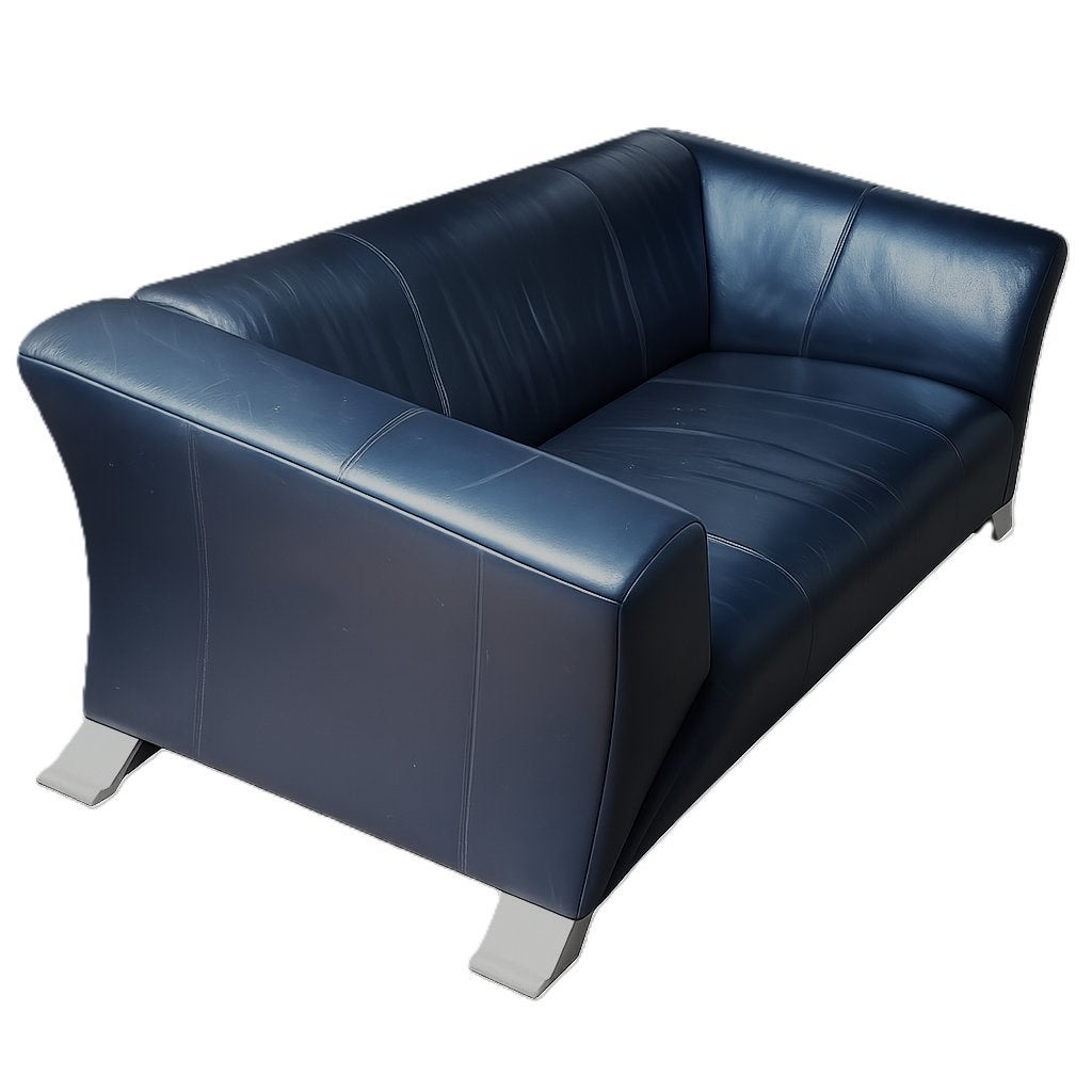 Rolf Benz 322 Sofa - Donkerblauw Leer ontwerp Anita Schmidt, Ophalen