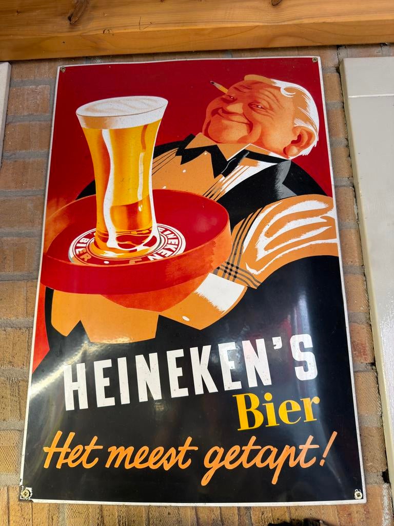 Heineken emaille bord, Verzamelen, Merken en Reclamevoorwerpen, Ophalen, Zo goed als nieuw, Reclamebord