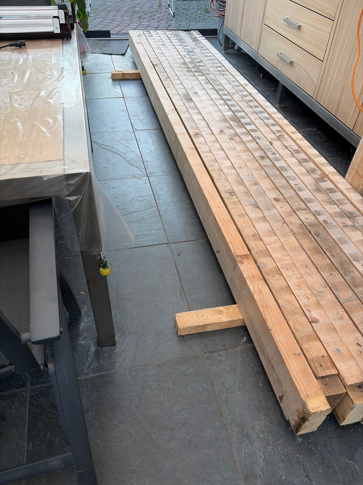 houten balken 10 stuks 7x17 cm x  4 meter, Doe-het-zelf en Verbouw, Hout en Planken, Gebruikt, Ophalen of Verzenden, Balk, Vuren