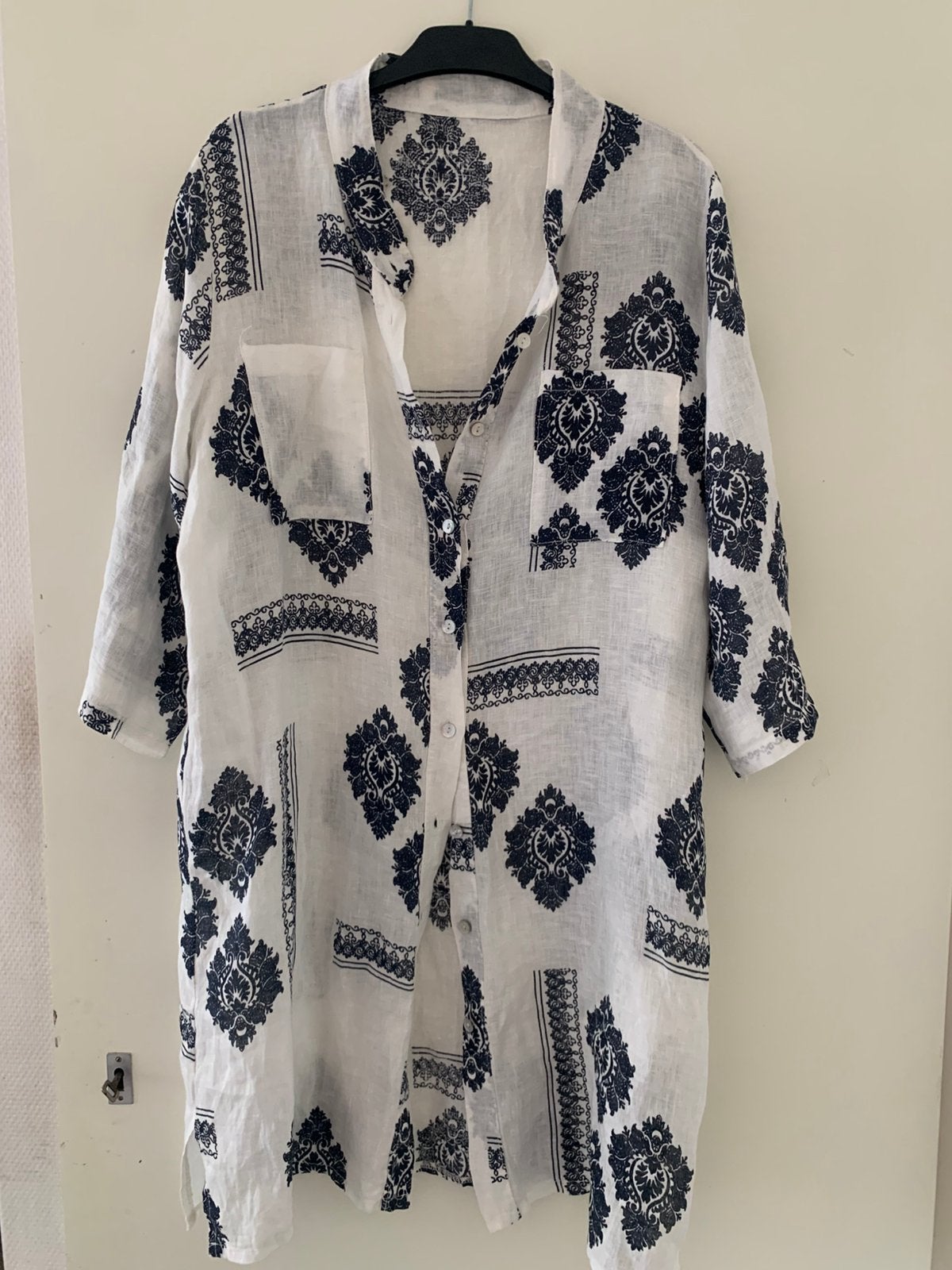 Witte linnen tuniek jurk maat 46, Kleding | Dames, Grote Maten, Ophalen of Verzenden, Zo goed als nieuw, Wit, Jurk