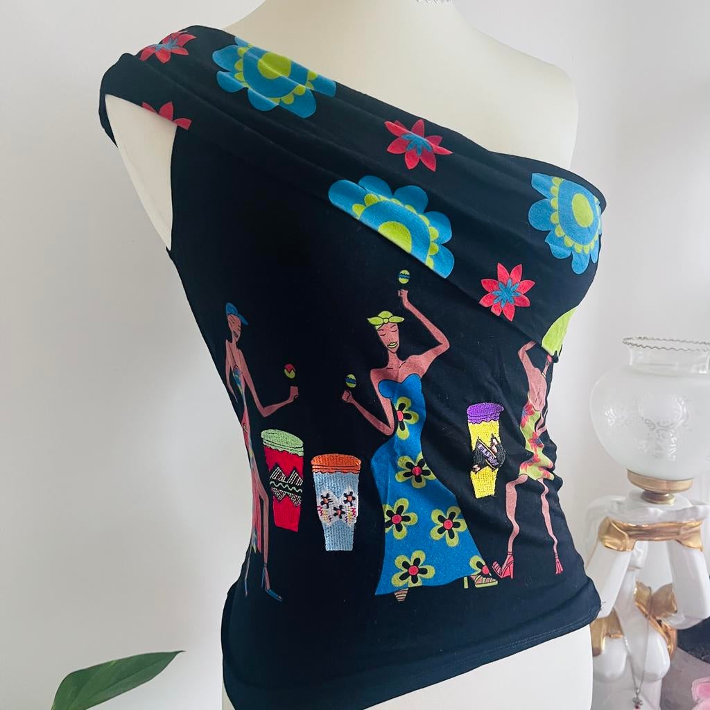 Vintage 2000s indie topje merk Guitare, maat S, Kleding | Dames, Zwart, Ophalen of Verzenden, Zo goed als nieuw, Maat 36 (S)