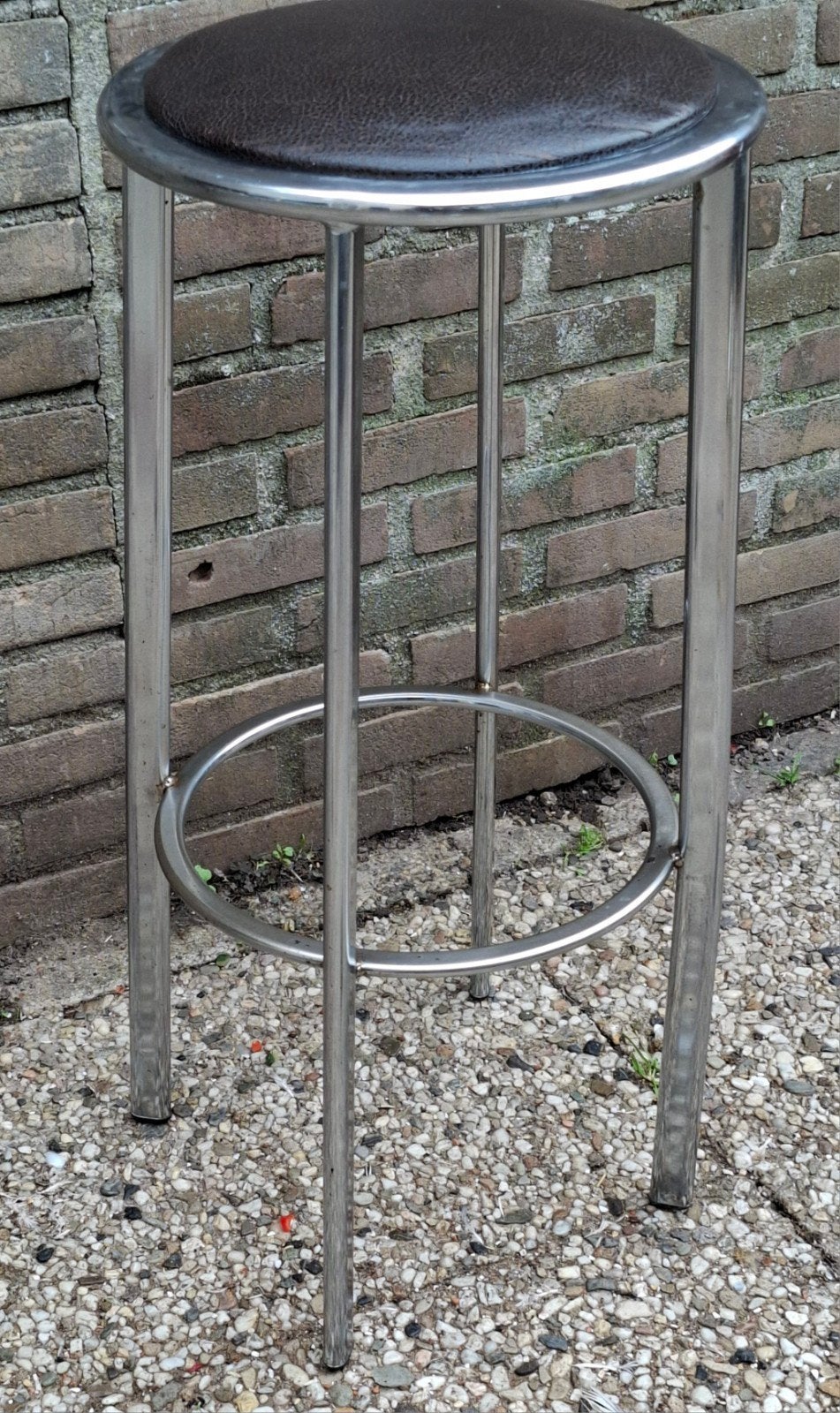 Kruk/werkkruk/atelier kruk.  Verchroomd/leer. 76 cm., Huis en Inrichting, Krukjes, Ophalen, Zo goed als nieuw, Staal