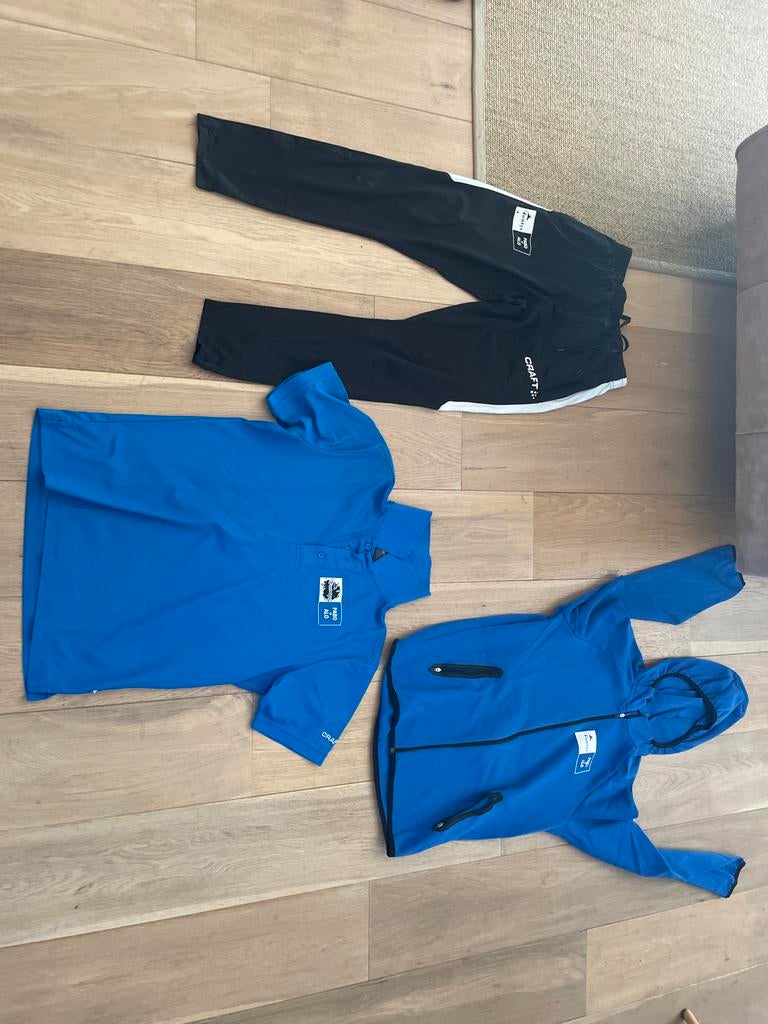 Pabo Alo Fontys Gym Kleding Set: Broek, Shirt, Vest, Blauw, Ophalen, Maat 38/40 (M), Fitness of Aerobics