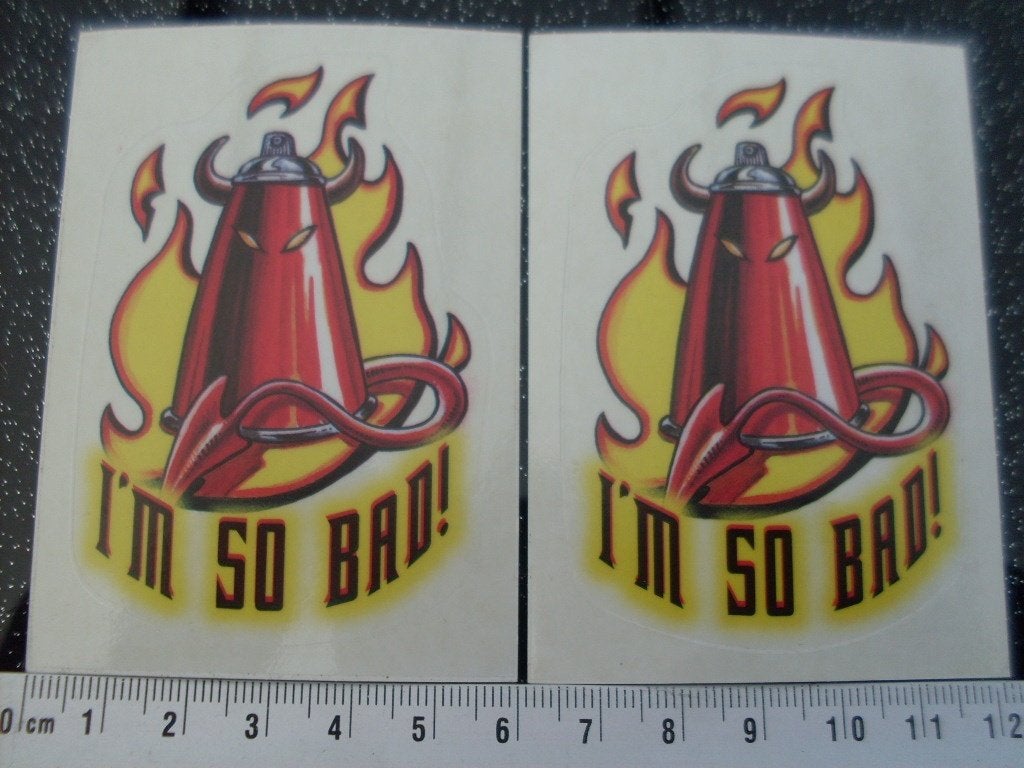 2x panini sticker i'm so bad! duivel devil graffiti spuiten, Verzenden, Zo goed als nieuw, Overige typen