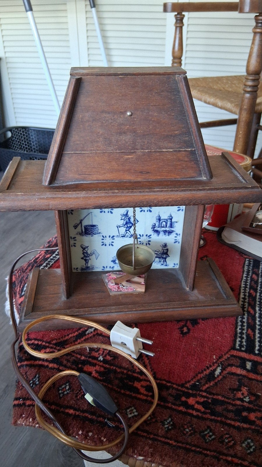 Vintage Delfts Blauw Sfeerlicht  Houten Omkasting openhaard, Ophalen of Verzenden