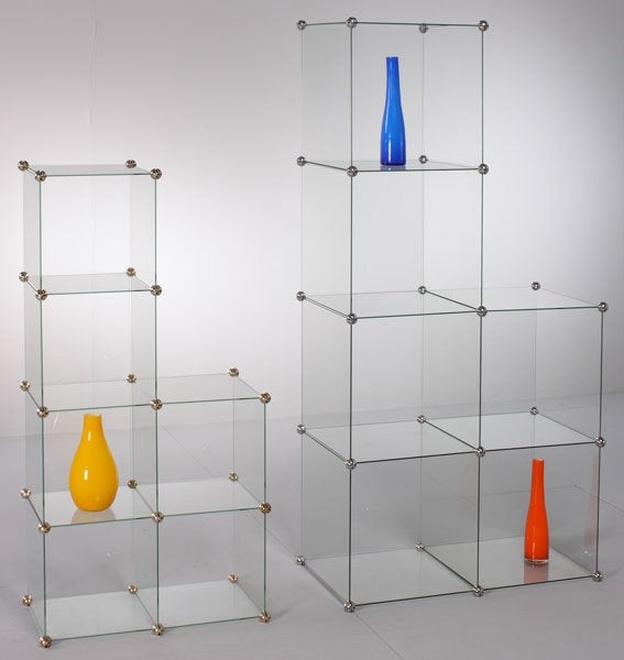 Glazen vitrine modules (gedemonteerd), Huis en Inrichting, Ophalen, Gebruikt, Glas, Minder dan 100 cm