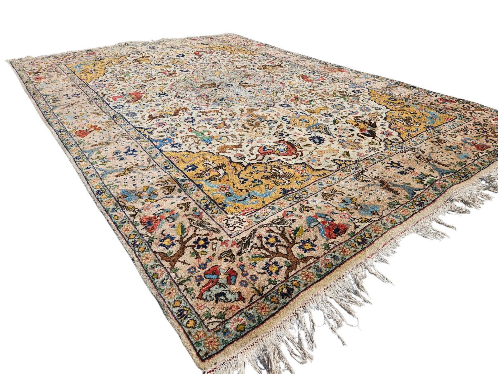 Prachtig authentiek handgeknoopt perzisch Isfahan tapijt, Ophalen, Gebruikt, 200 cm of meer, 200 cm of meer