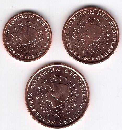 1, 2 en 5 Eurocent Nederland 2011 - UNC, Postzegels en Munten, Verzenden, Overige landen, Overige waardes, Setje