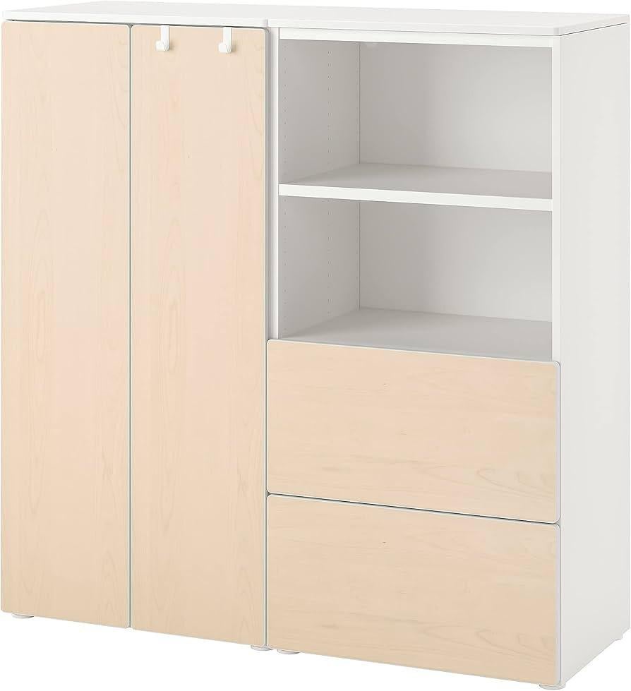 Witte opbergcombinatie met deuren, planken en lades, Huis en Inrichting, Kasten | Kledingkasten, Ophalen, 100 tot 150 cm, Zo goed als nieuw