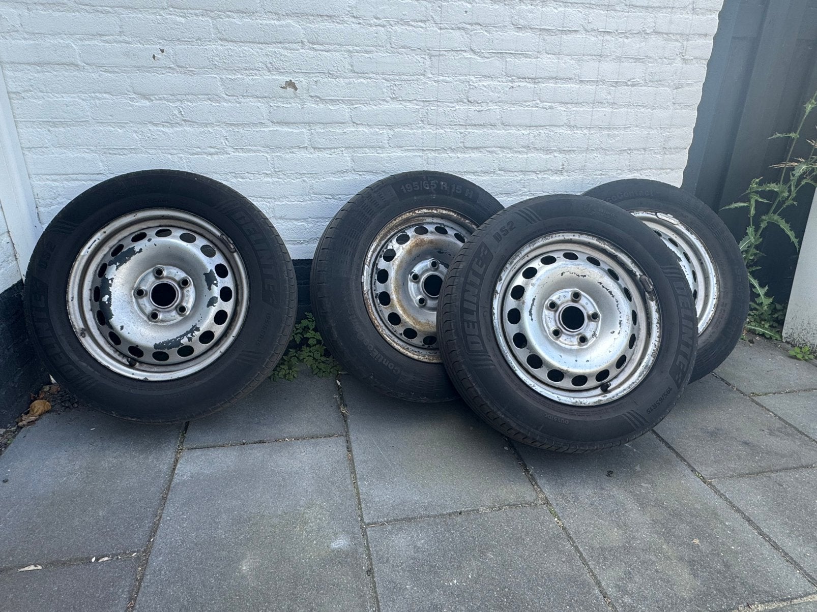 Originele stalen velgen met banden VW Caddy 2018 set van 4, Ophalen, Gebruikt