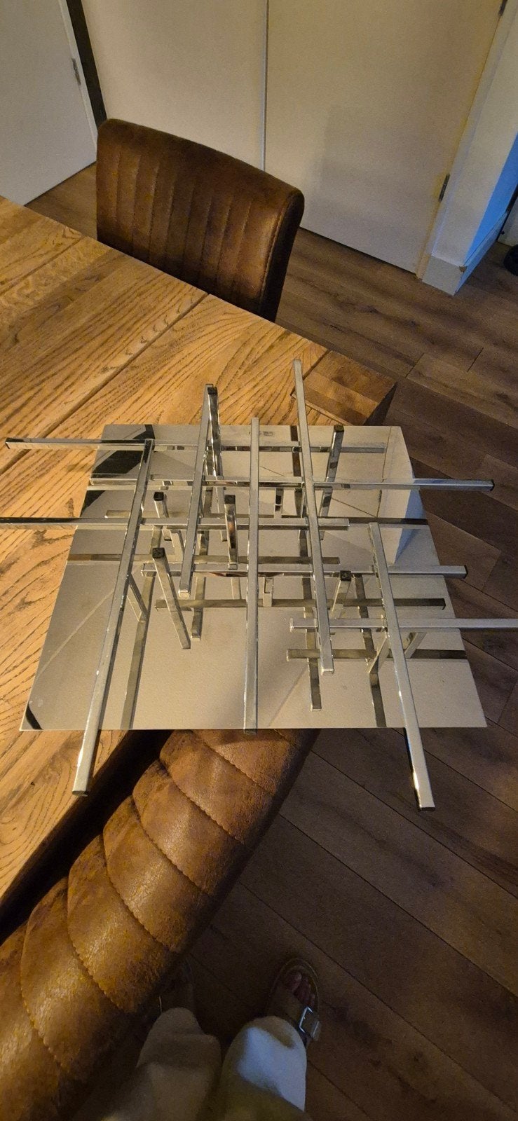 Moderne design plafondlamp chroom, Ophalen of Verzenden, Gebruikt