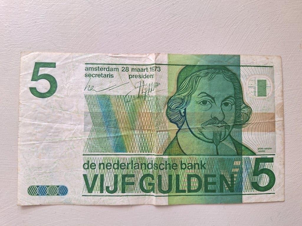 Briefje van 5 gulden uit 1973, Postzegels en Munten, Bankbiljetten | Nederland, Ophalen of Verzenden, 5 gulden, Los biljet