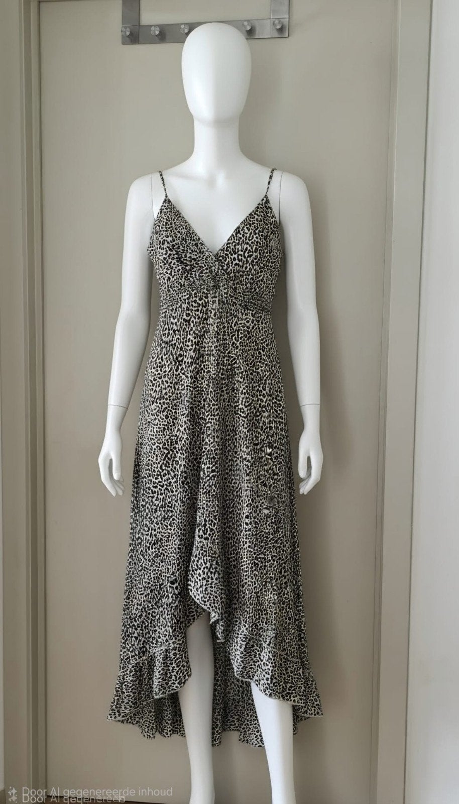 Gold & Silver jurk in leopard print en volants, Kleding | Dames, Jurken, Nieuw, Maat 38/40 (M), Bruin, Onder de knie, Ophalen of Verzenden