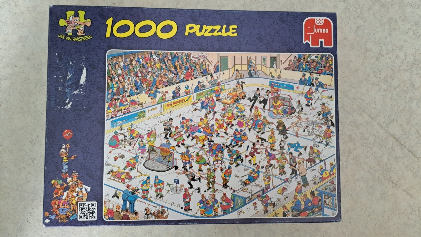 Jan van haasteren,  Ijshockey, Ophalen of Verzenden, 500 t/m 1500 stukjes, Gebruikt, Legpuzzel