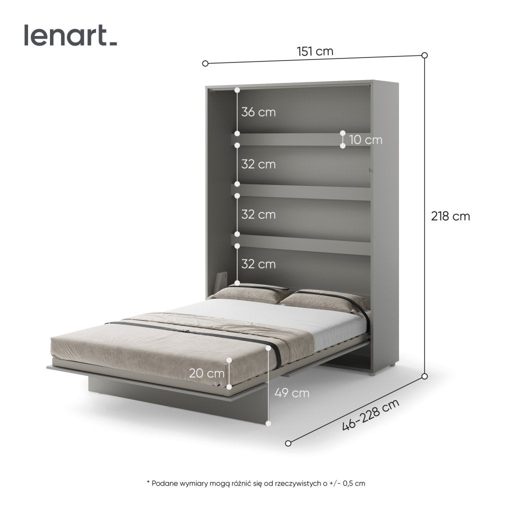 Concept opklapbed verticaal - 140x200 - Grijs, Niet ingevuld, Niet ingevuld, Niet ingevuld